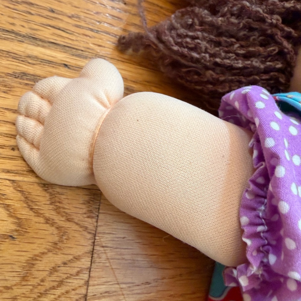 Cabbage Patch Kid 1991 Krinkle Hair Purple Polka Dot Outfit - Picture 5 of 16